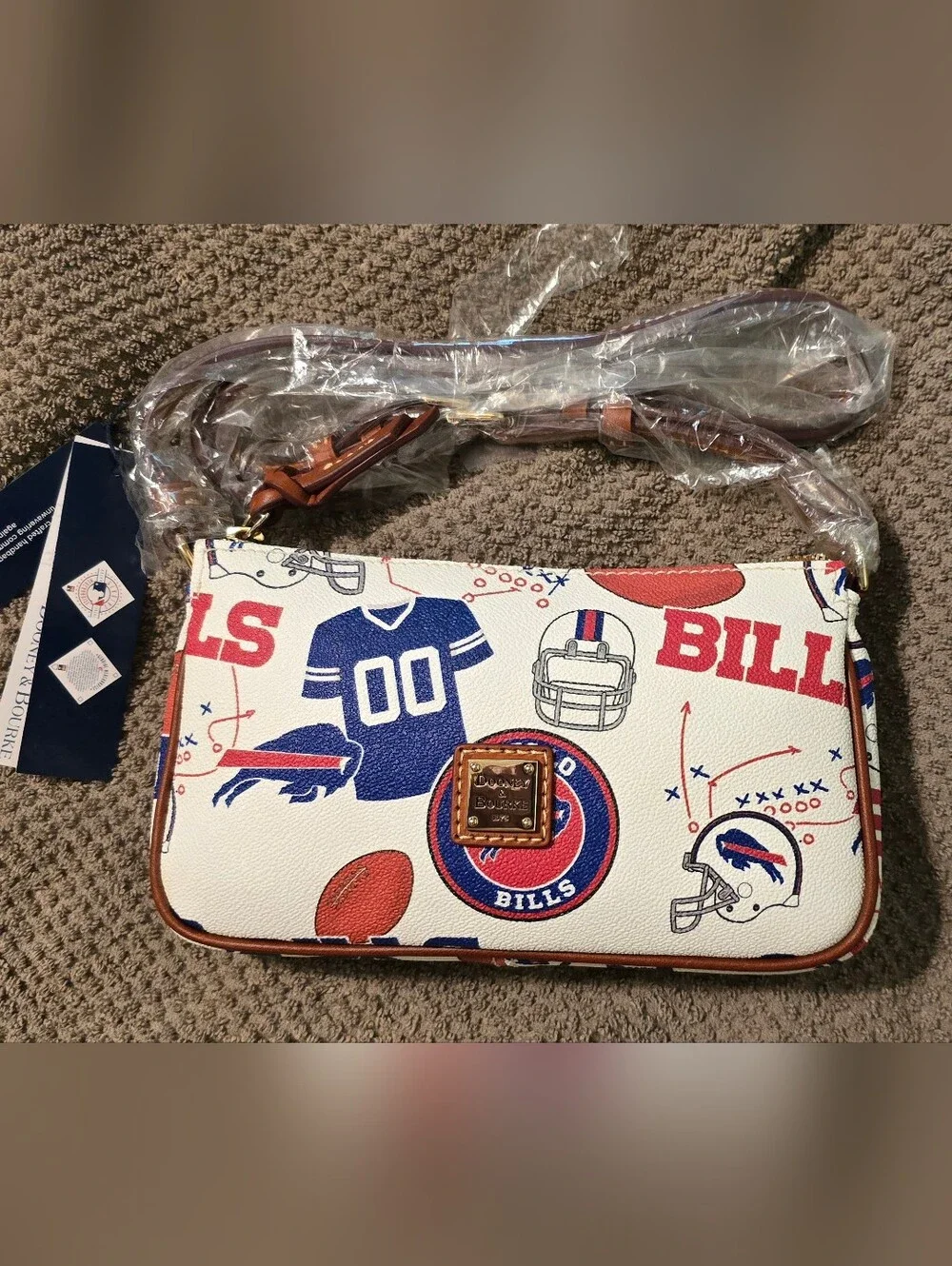Dooney & Bourke Buffalo Bills Lexi Crossbody with Brown Leather Trim NWT